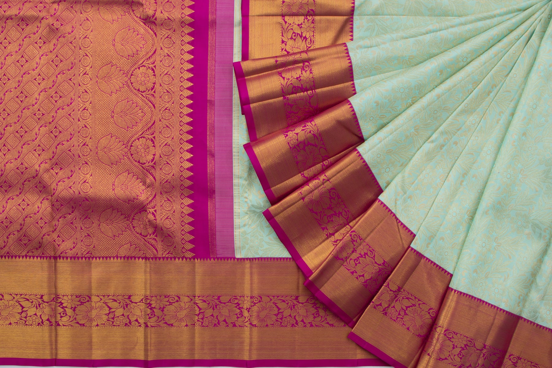 Kanchipuram Silk Jaal Pastel Blue Saree