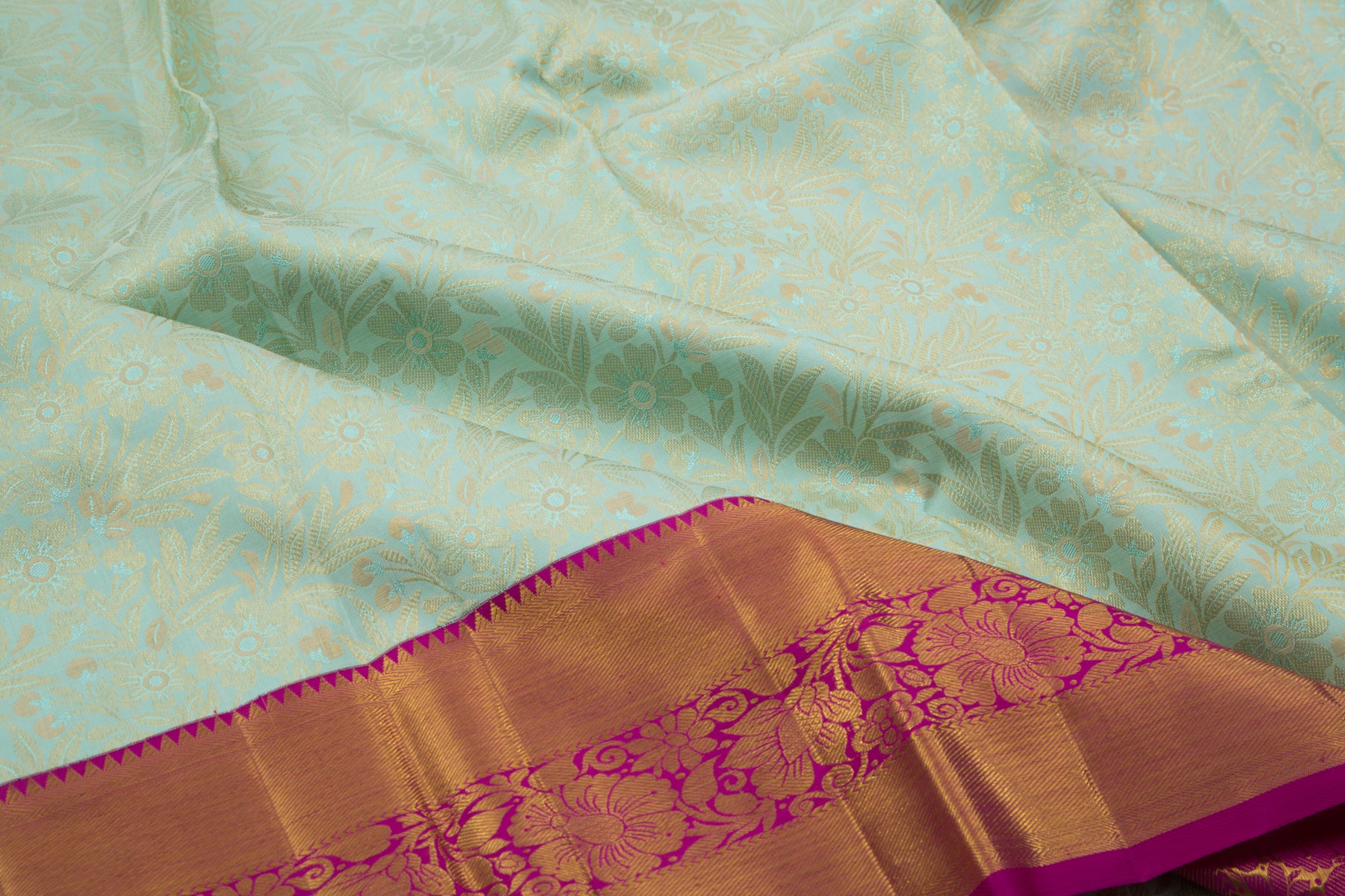 Kanchipuram Silk Jaal Pastel Blue Saree
