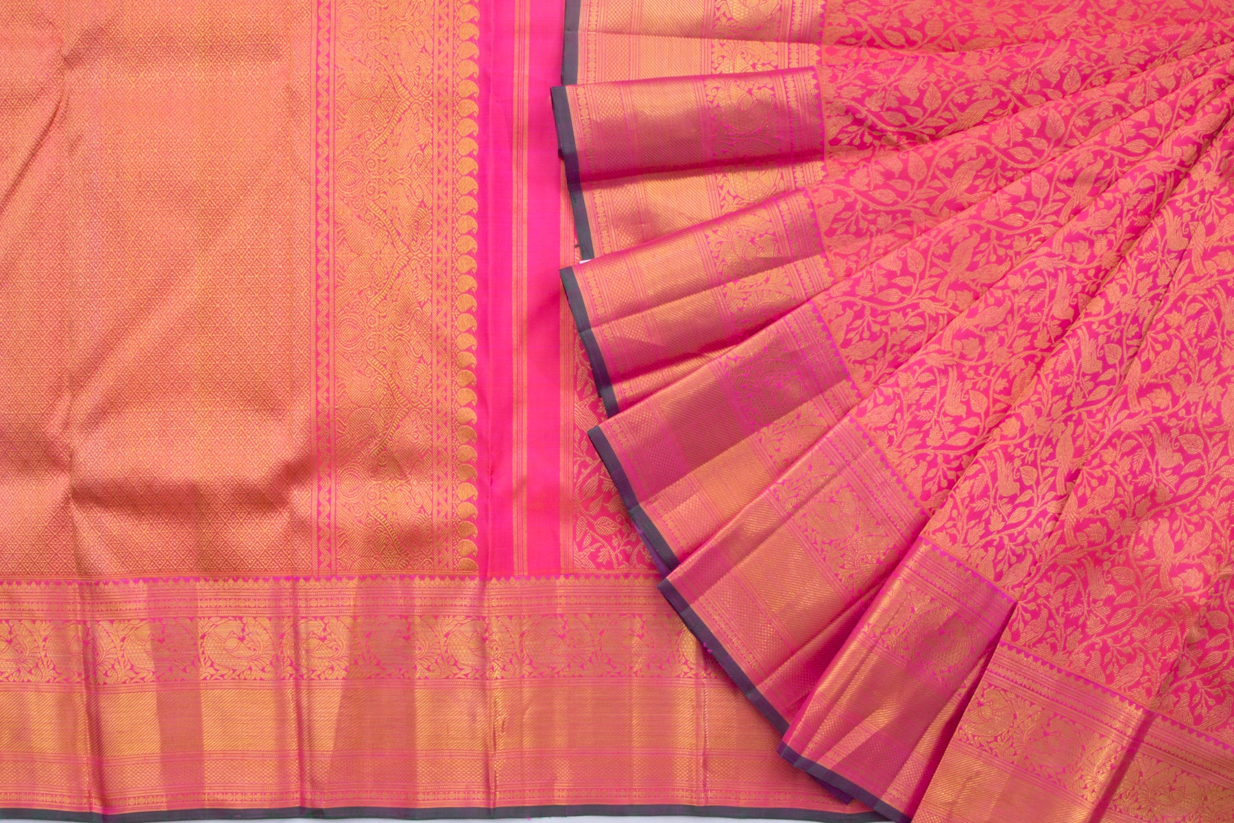 Kanchipuram Silk Jaal Pink Saree