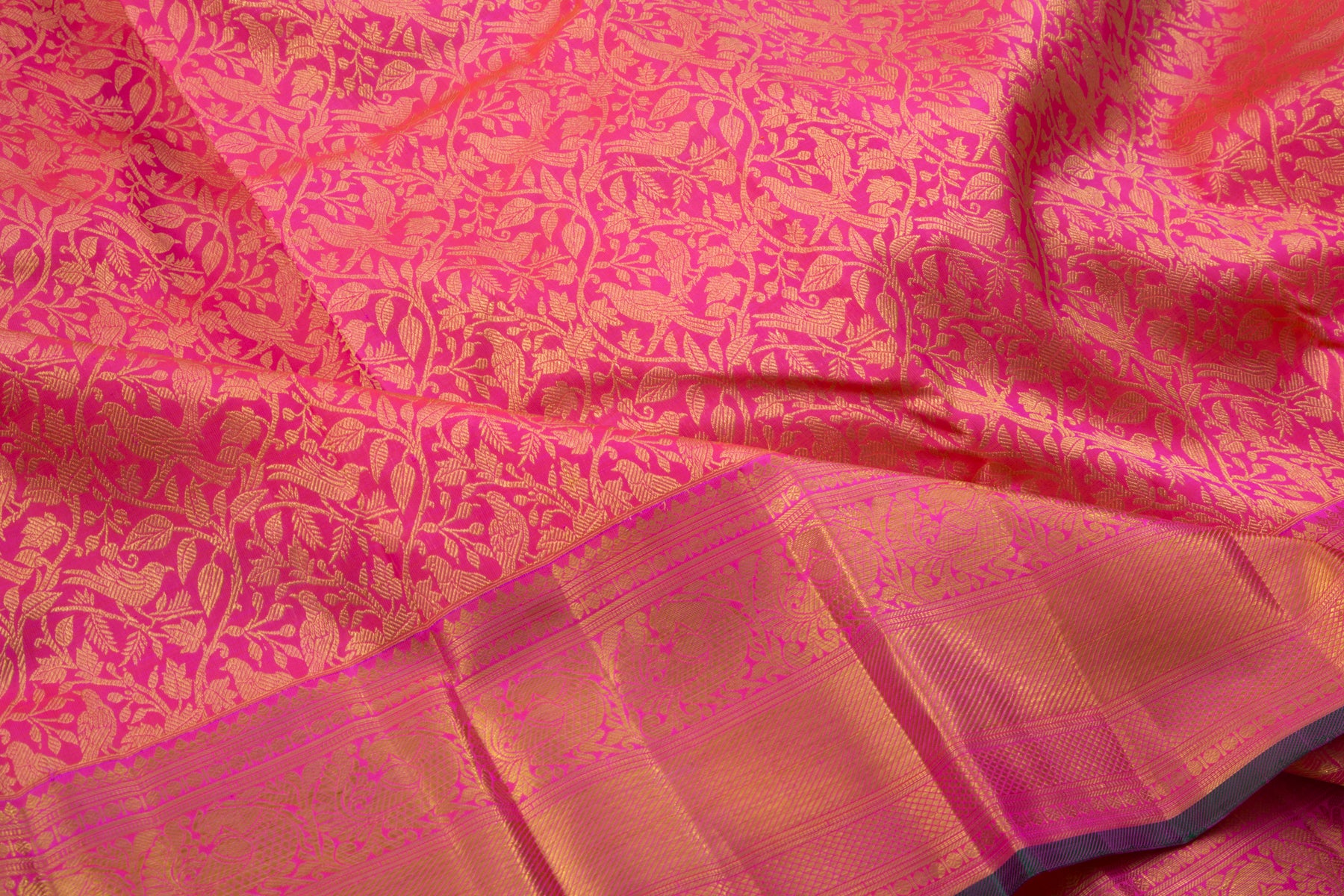 Kanchipuram Silk Jaal Pink Saree