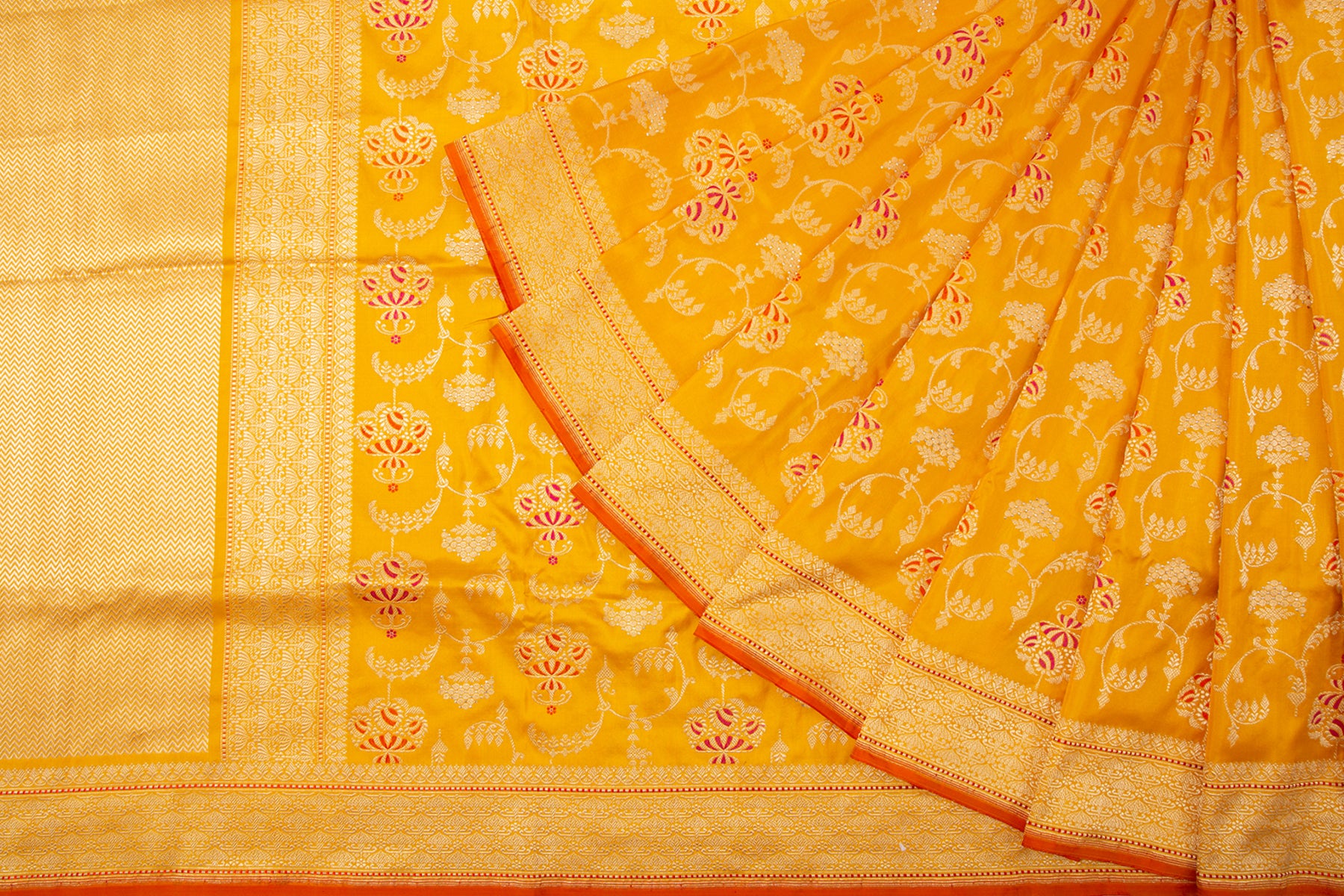Banarasi Silk Kadwa Jaal Yellow Saree