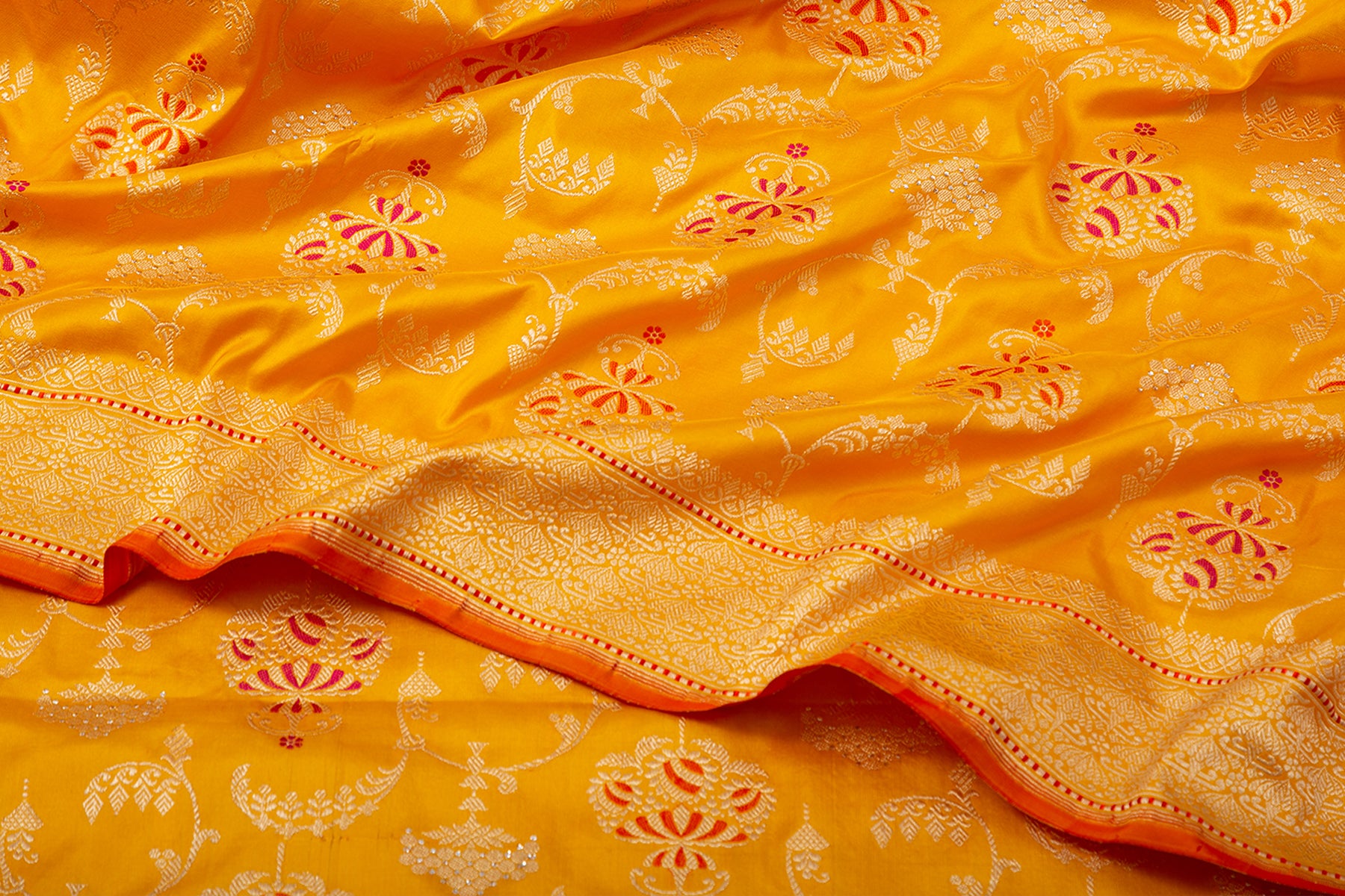 Banarasi Silk Kadwa Jaal Yellow Saree