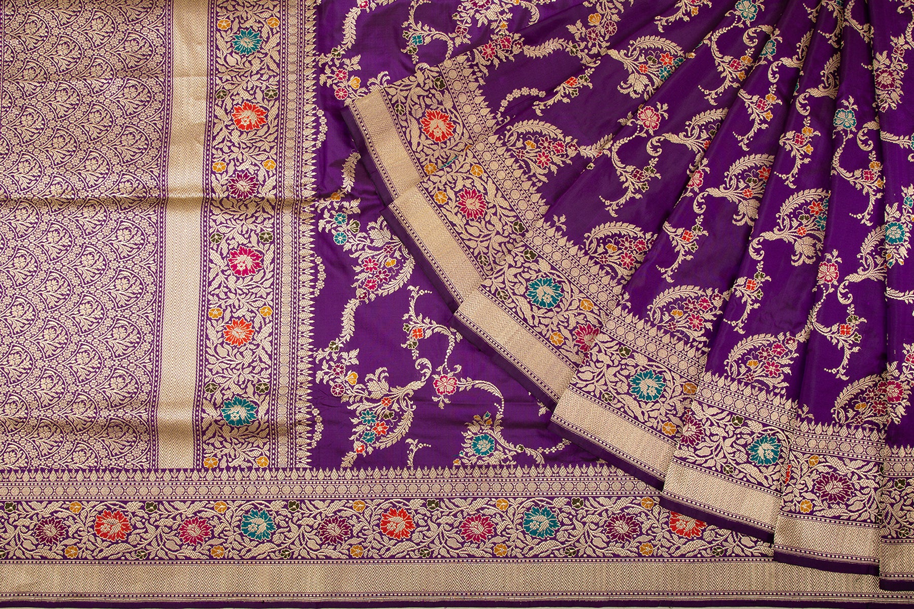 Banarasi Silk Kadwa Jaal Violet Saree