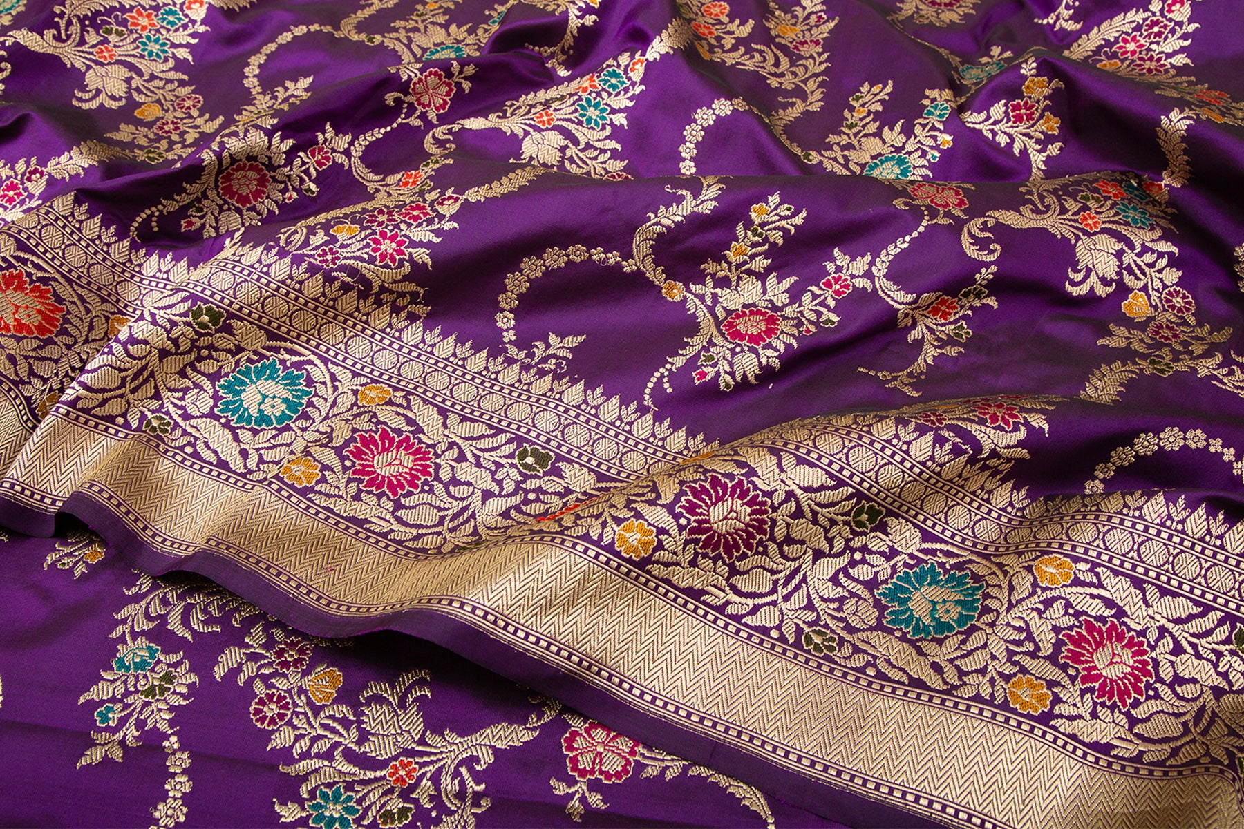 Banarasi Silk Kadwa Jaal Violet Saree