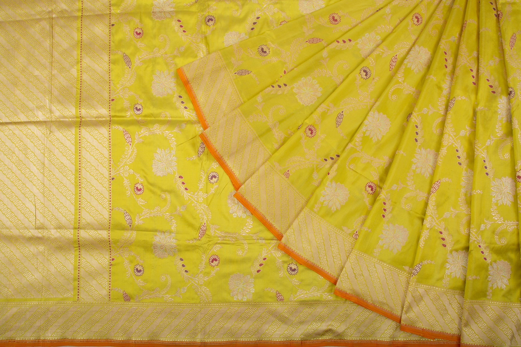 Banarasi Silk Kadwa Jaal Lime Green Saree