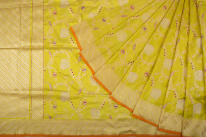 Banarasi Silk Kadwa Jaal Lime Green Saree/5161016_2.jpg