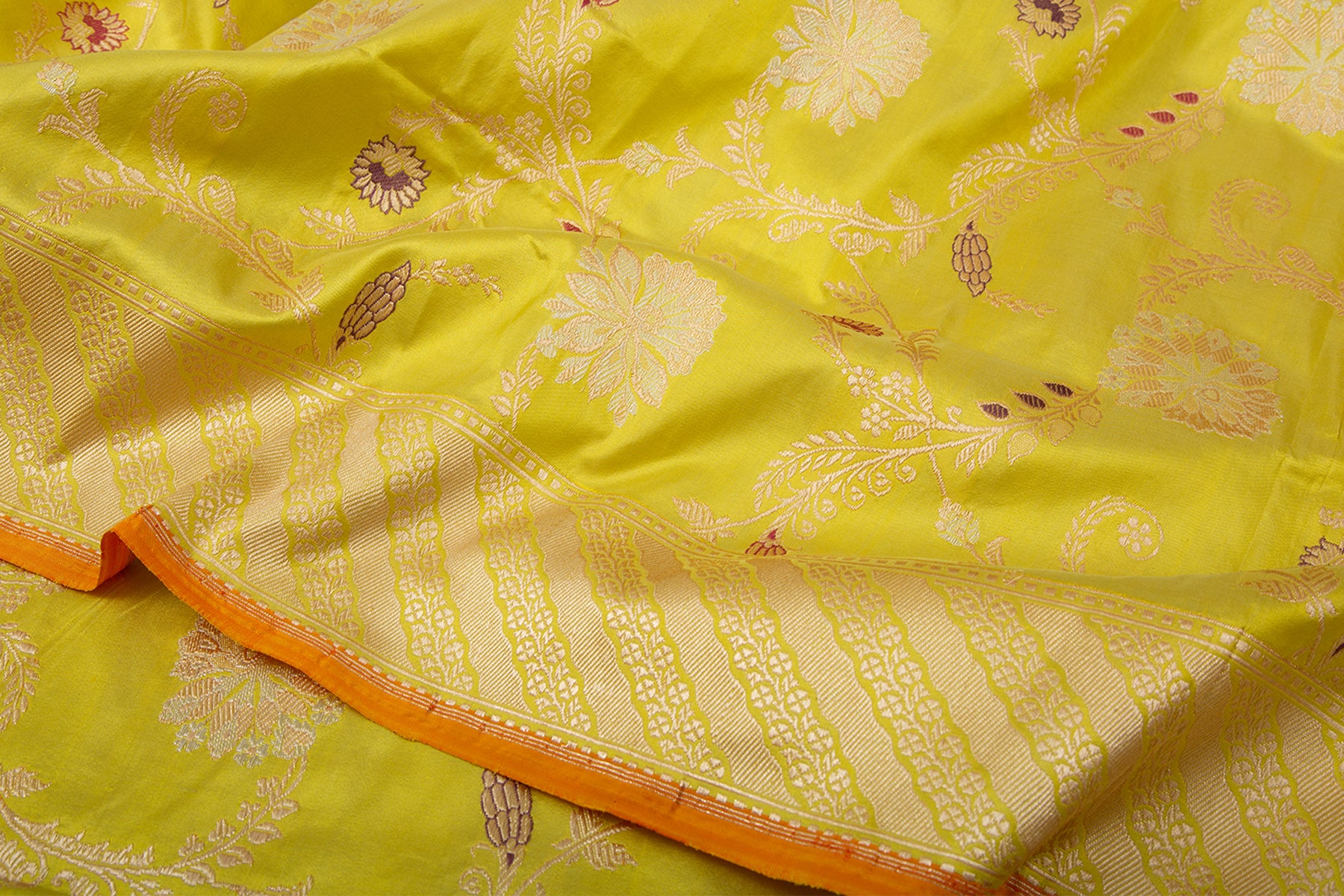 Banarasi Silk Kadwa Jaal Lime Green Saree