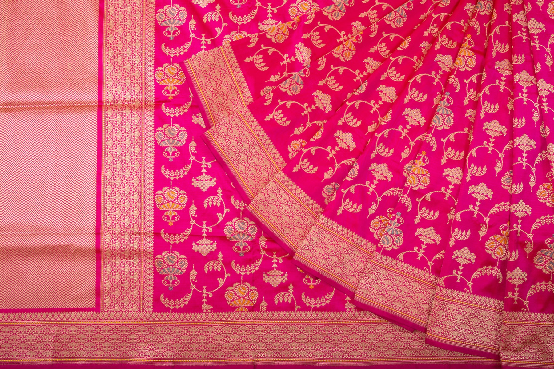 Banarasi Silk Kadwa Jaal Pink Saree