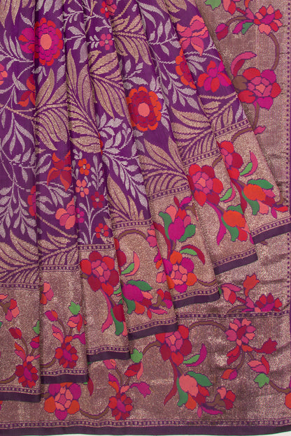 Banarasi Silk Brocade Purple Saree
