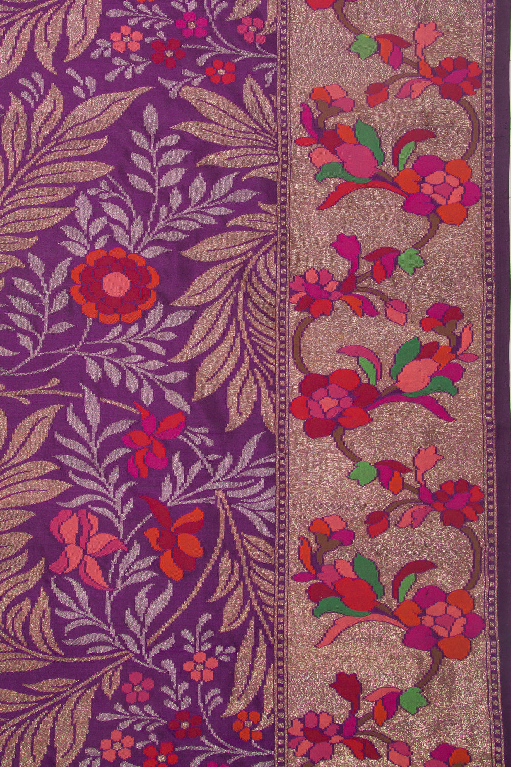 Banarasi Silk Brocade Purple Saree-Not Allowed Online