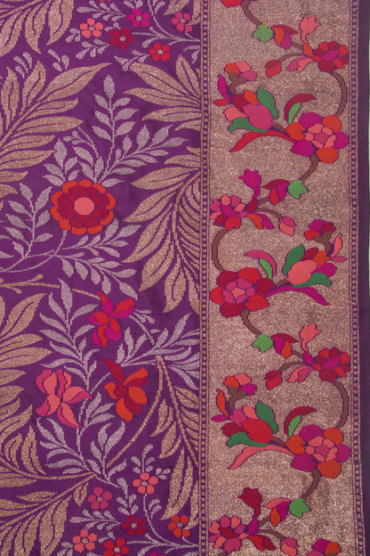 Banarasi Silk Brocade Purple Saree-Not Allowed Online