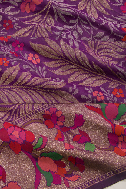 Banarasi Silk Brocade Purple Saree-Not Allowed Online