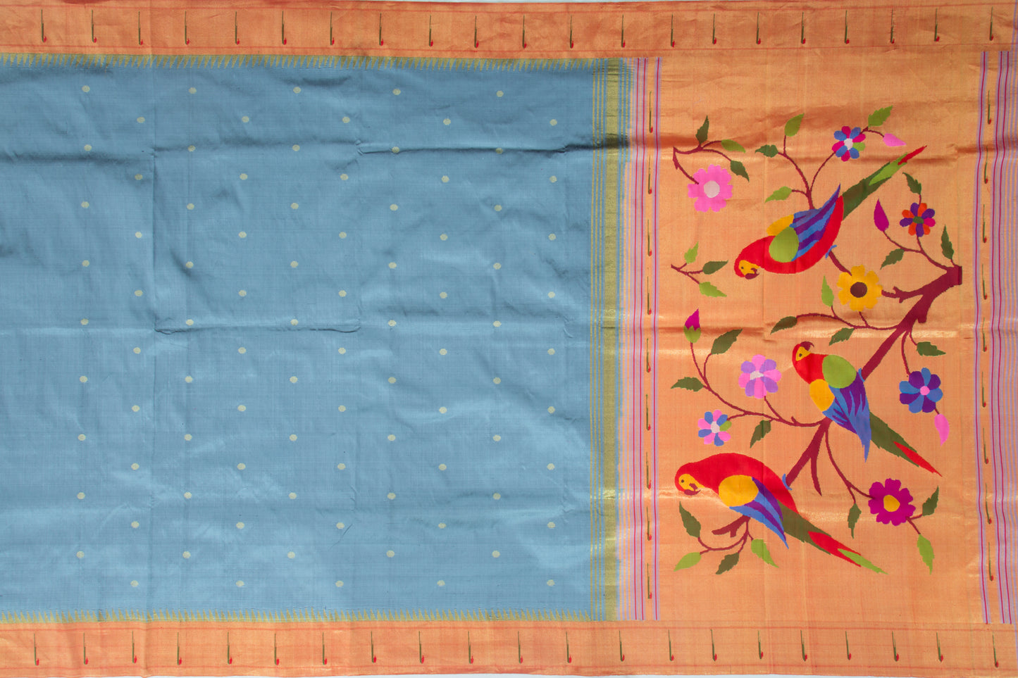 Paithani Silk Butta Blue Saree