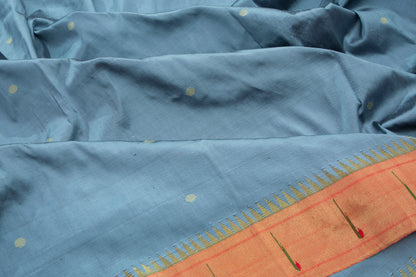 Paithani Silk Butta Blue Saree