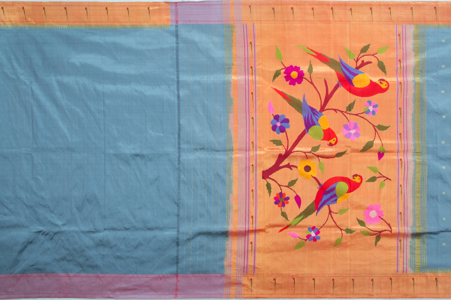 Paithani Silk Butta Blue Saree