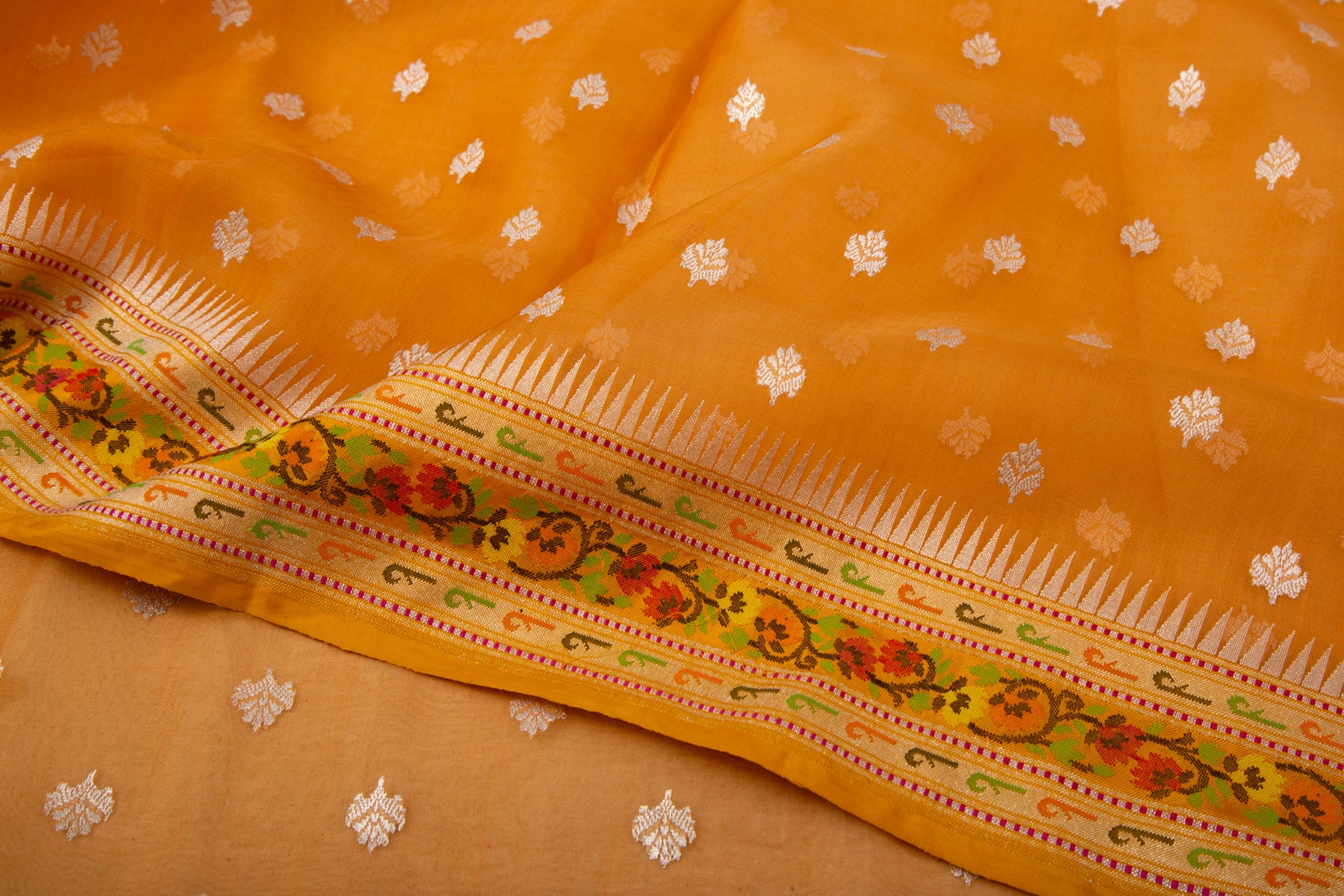 Banarasi Kora Organza Kadwa Butta Mustard Yellow Saree