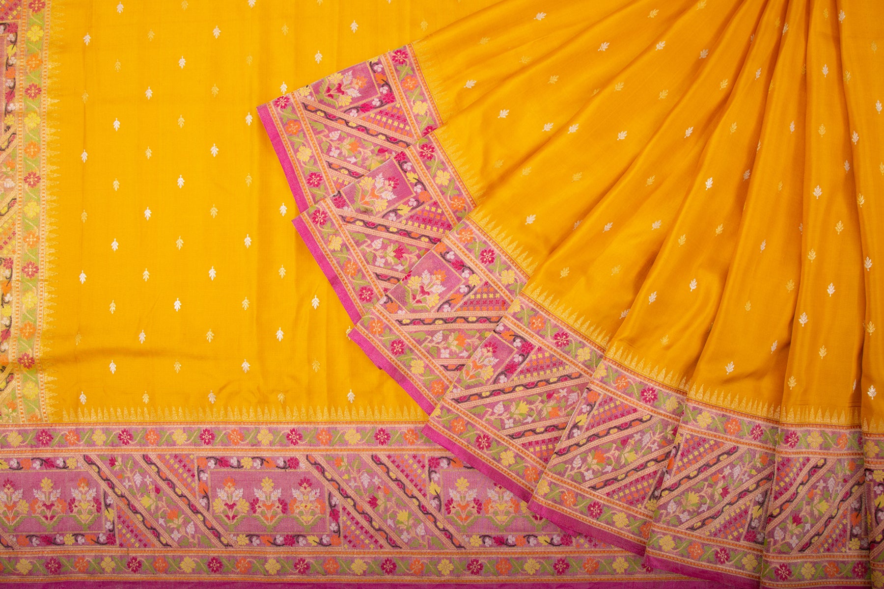 Banarasi Silk Kadwa Butta Yellow Saree