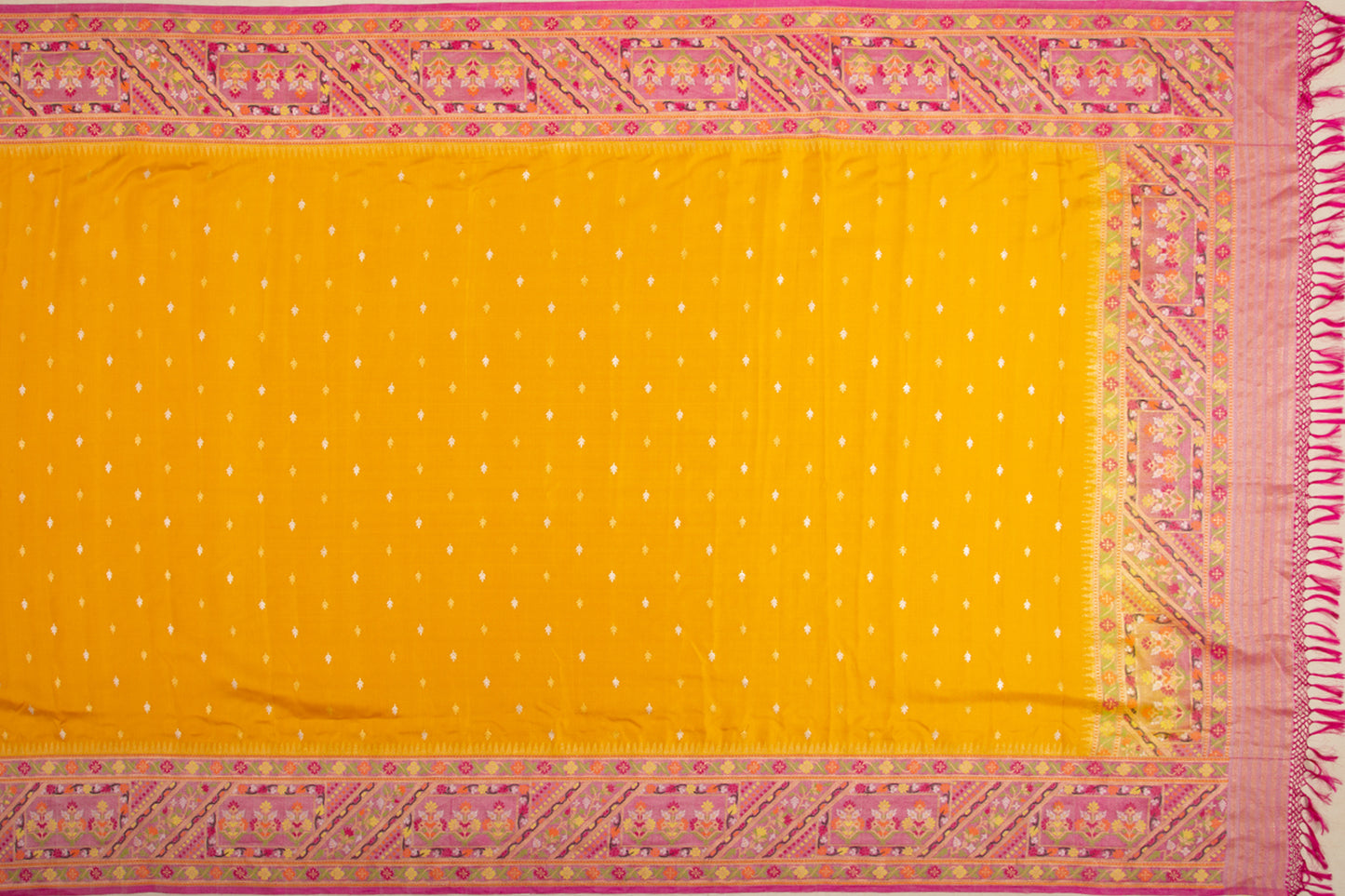 Banarasi Silk Kadwa Butta Yellow Saree