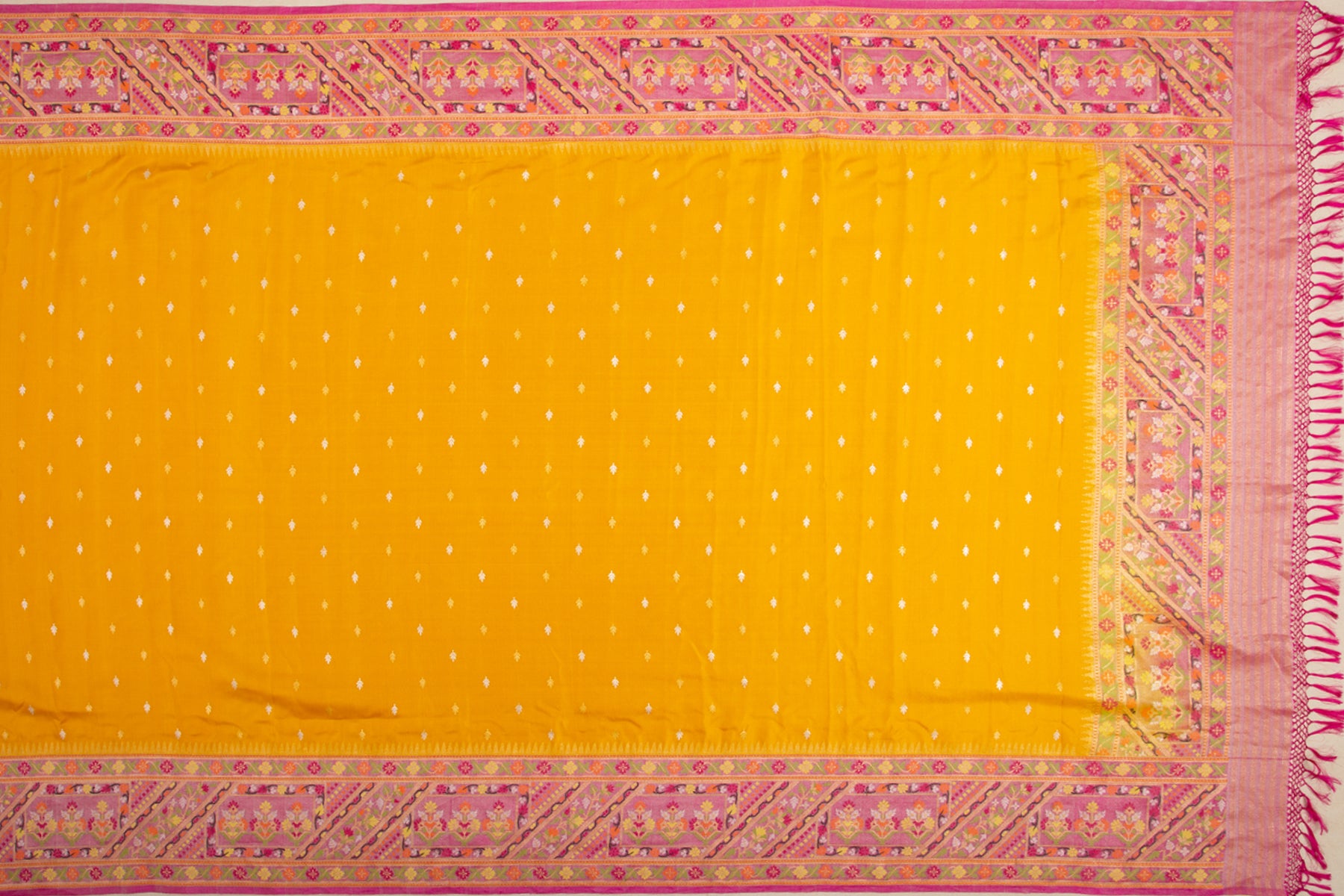 Banarasi Silk Kadwa Butta Yellow Saree