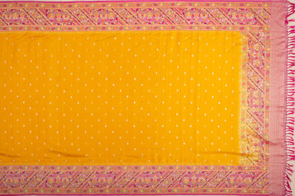 Banarasi Silk Kadwa Butta Yellow Saree