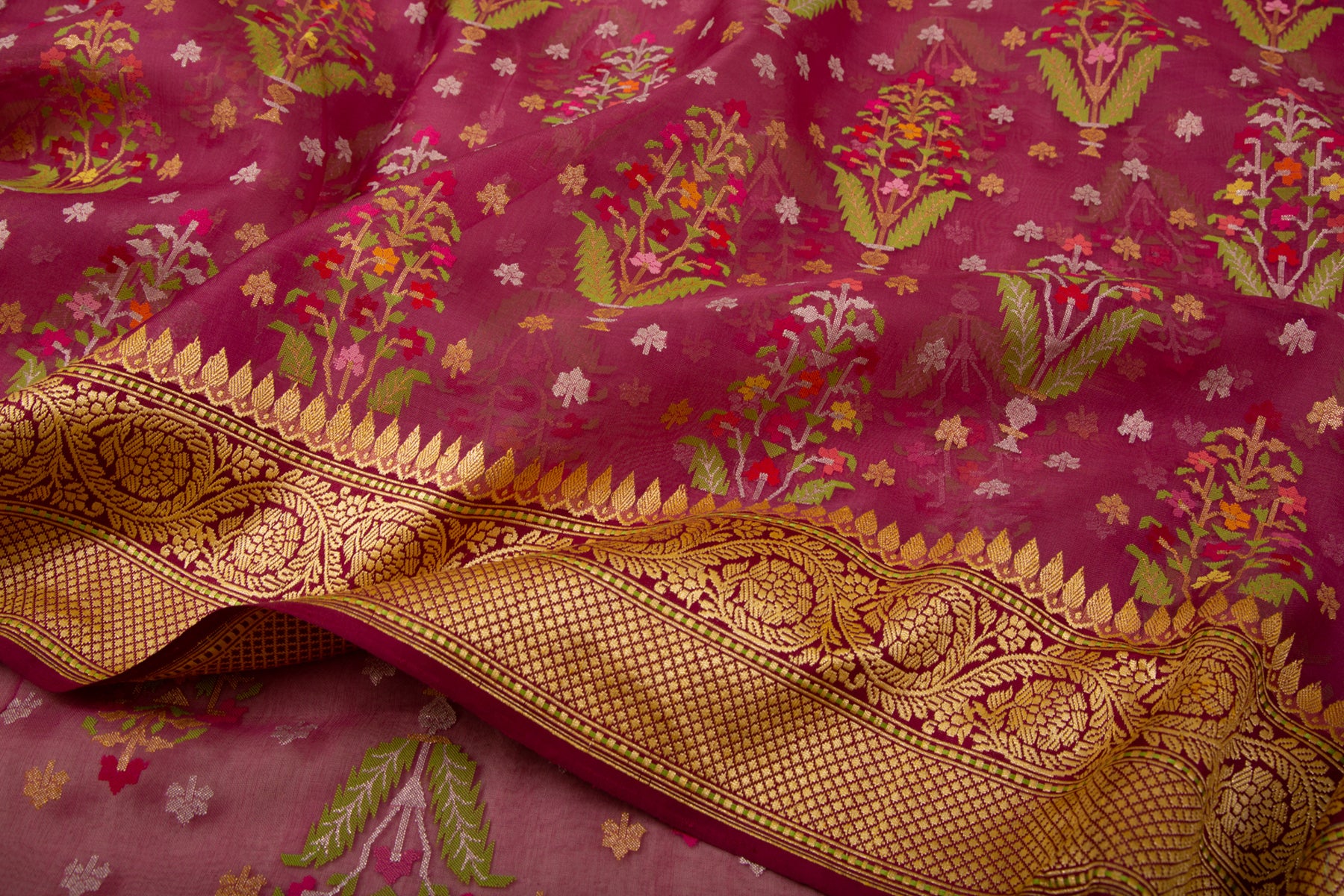 Banarasi Kora Organza Jamdani Purple Saree