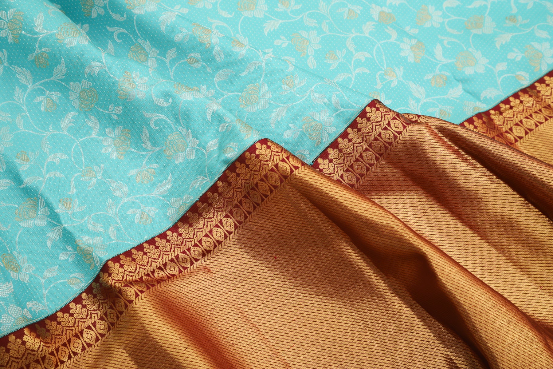 Kanchipuram Silk Jaal Sky Blue Saree
