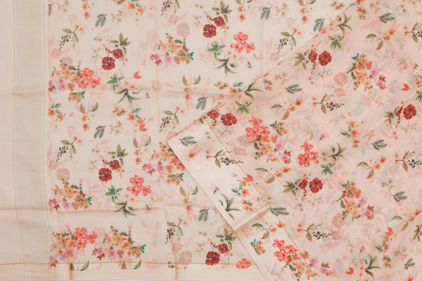 Chiniya Silk Floral Printed Pastel Peach Saree/5163393_2.jpg