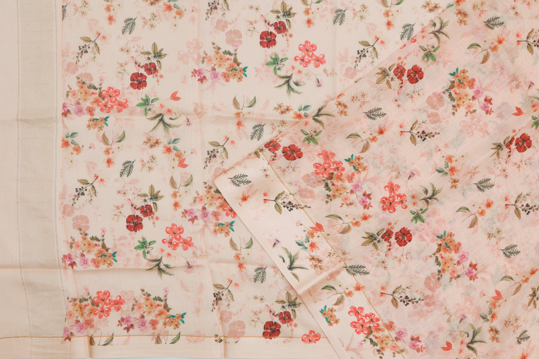 Chiniya Silk Floral Printed Pastel Peach Saree/5163393_2.jpg