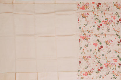 Chiniya Silk Floral Printed Pastel Peach Saree