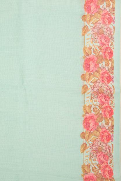 Chanderi Silk Plain Sea Green Saree