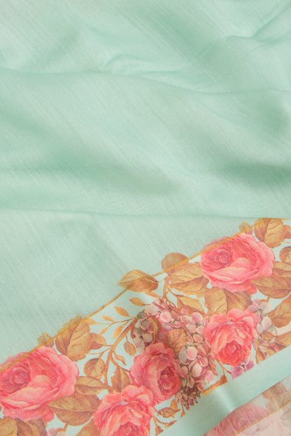 Chanderi Silk Plain Sea Green Saree