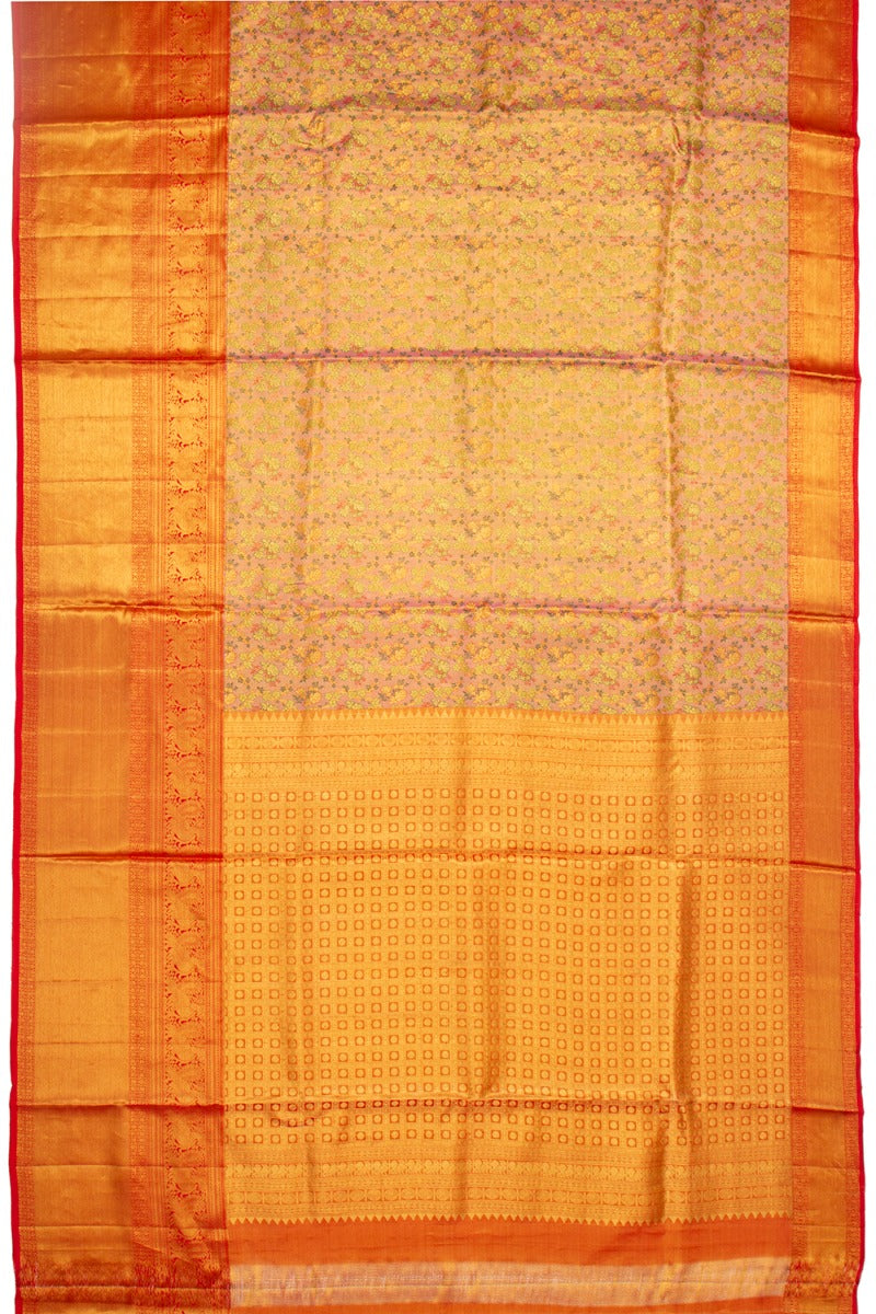 Kanchipuram Silk Tissue Brocade Pink Saree