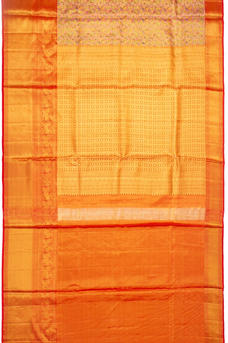 Kanchipuram Silk Tissue Brocade Pink Saree