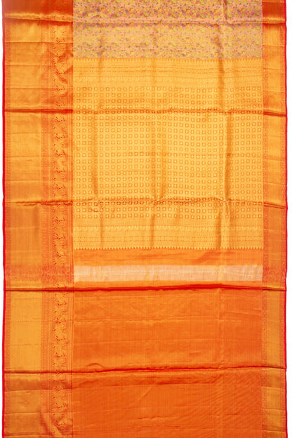 Kanchipuram Silk Tissue Brocade Pink Saree