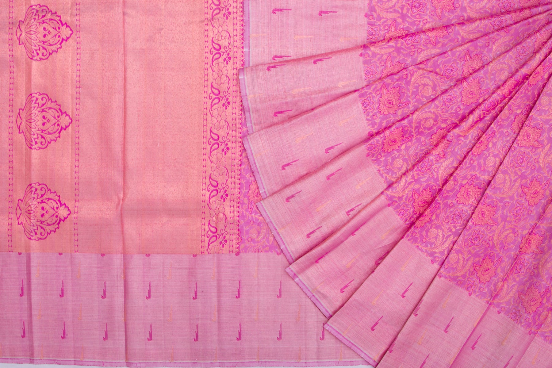 Kanchipuram Silk Jaal Pink Saree