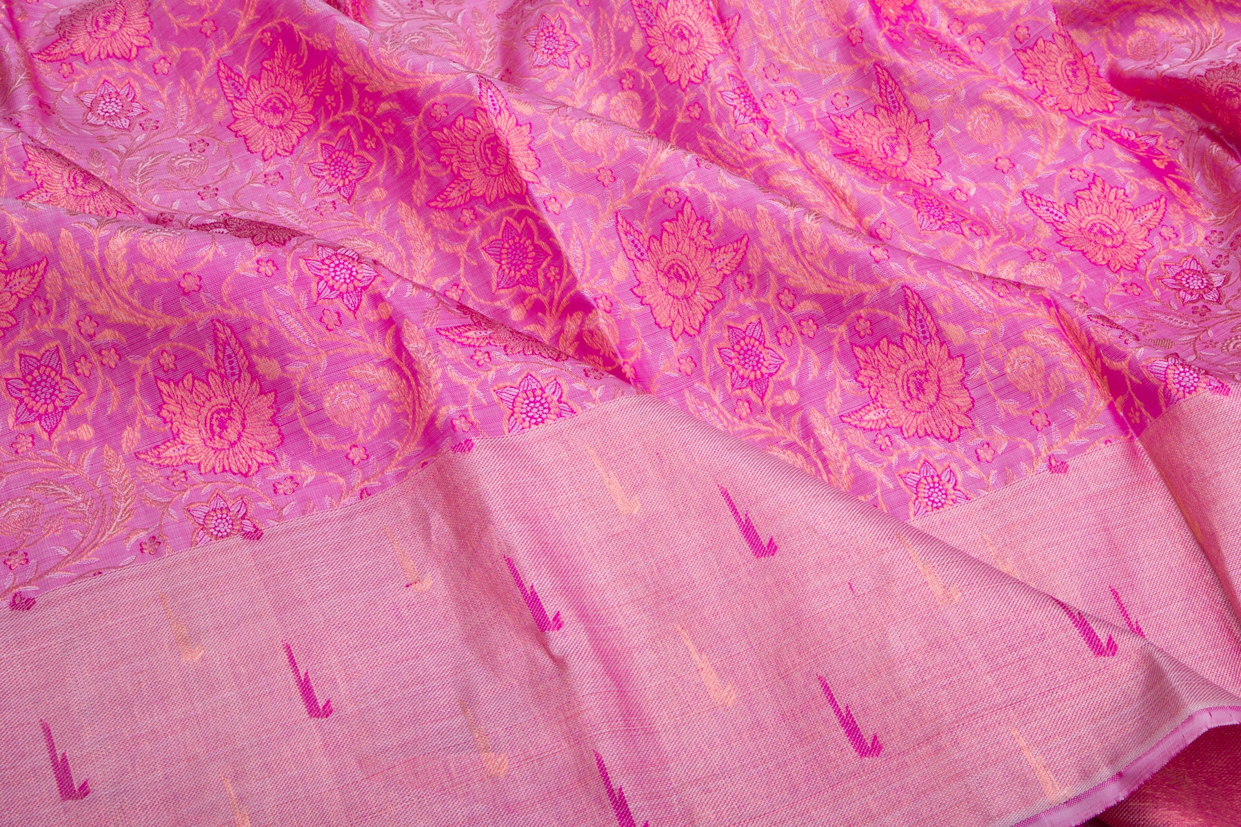 Kanchipuram Silk Jaal Pink Saree