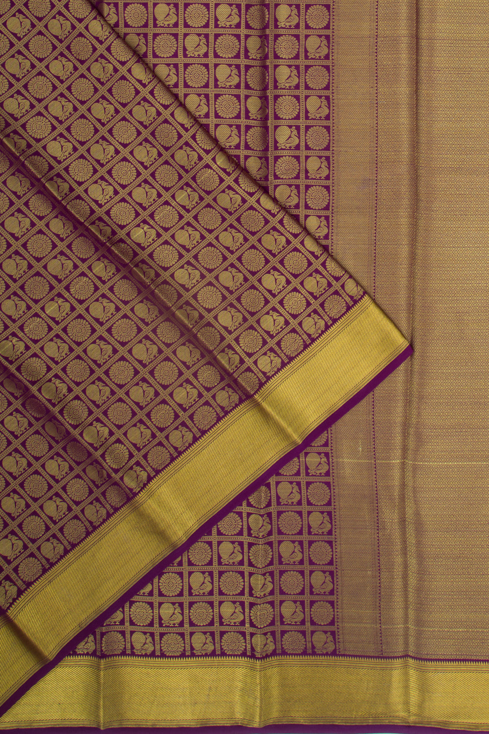 Binny Silk Checks And Butta Purple Saree