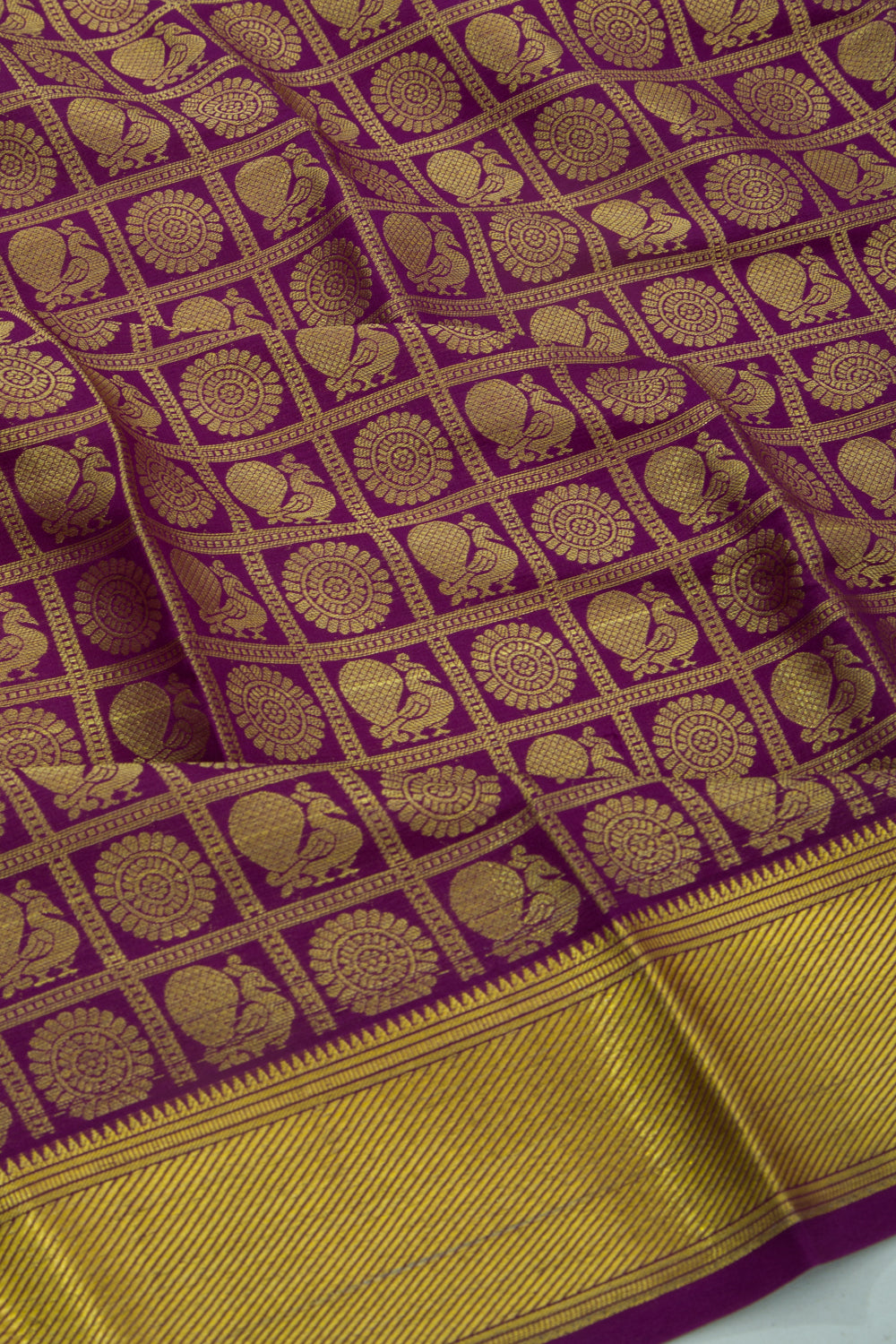 Binny Silk Checks And Butta Purple Saree