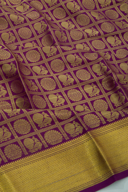 Binny Silk Checks And Butta Purple Saree