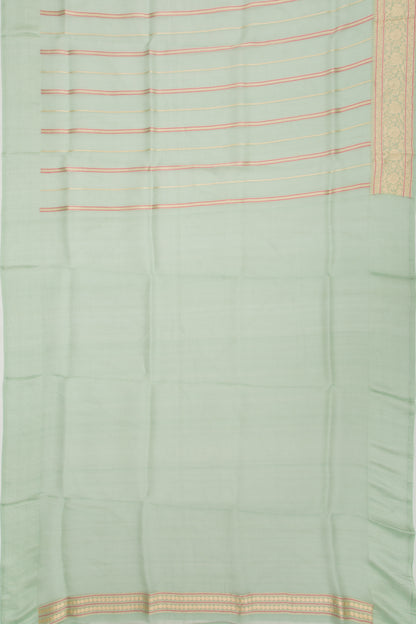 Banarasi Kora Organza Vertical Lines Green Saree