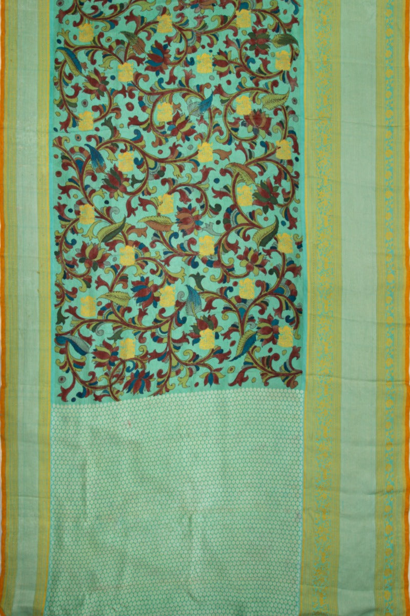 Kanchipuram Silk Kalamkari Sea Green Saree