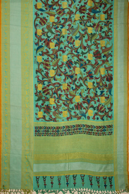 Kanchipuram Silk Kalamkari Sea Green Saree