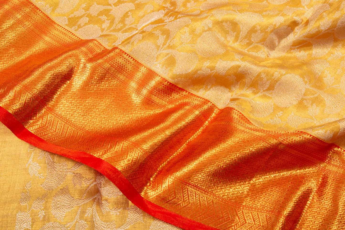 Kanchipuram Silk Tissue Jaal Gold Saree
