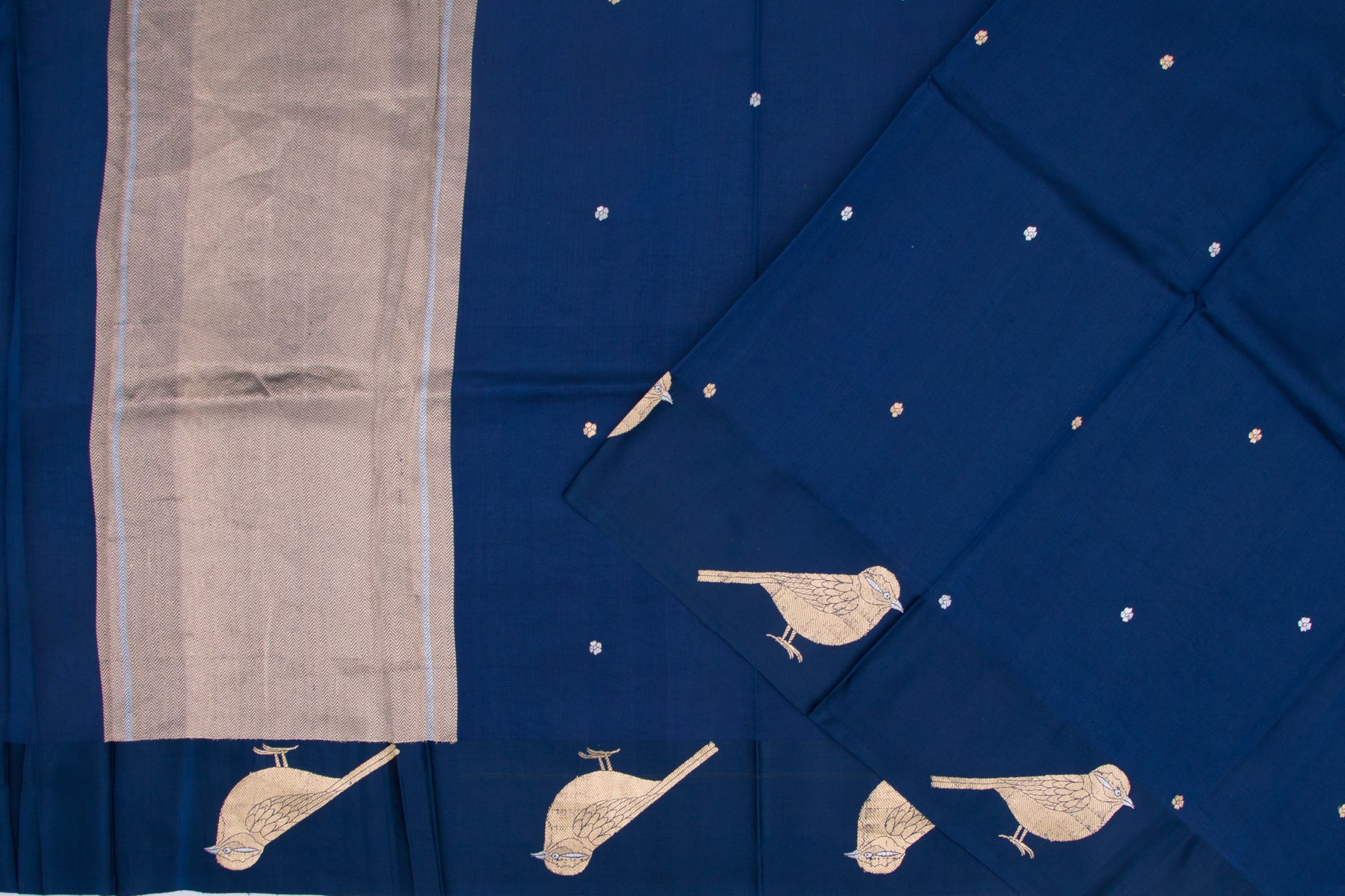 Banarasi Katan Silk Butta Deep Blue Saree
