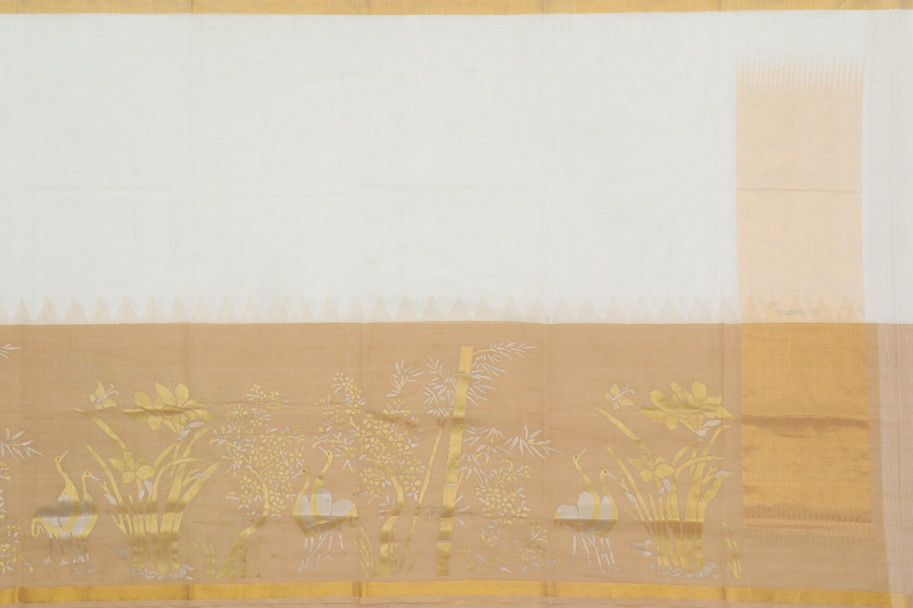 Ponduru Handspun Cotton Plain Cream Saree