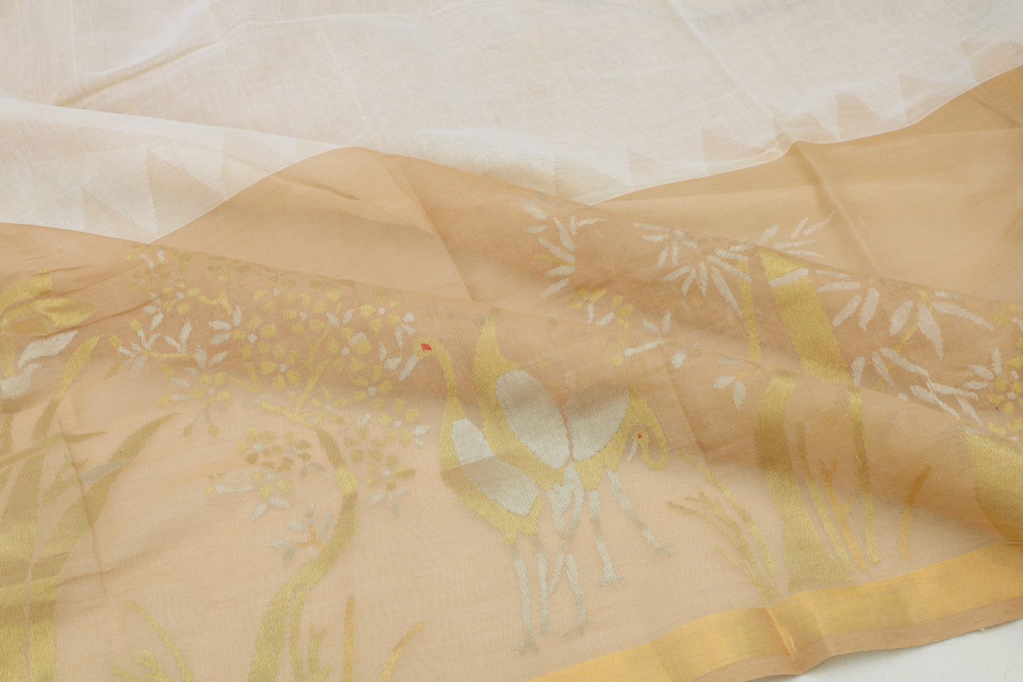 Ponduru Handspun Cotton Plain Cream Saree