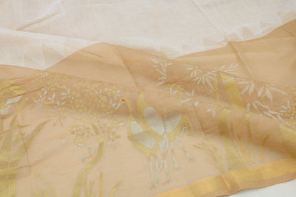 Ponduru Handspun Cotton Plain Cream Saree