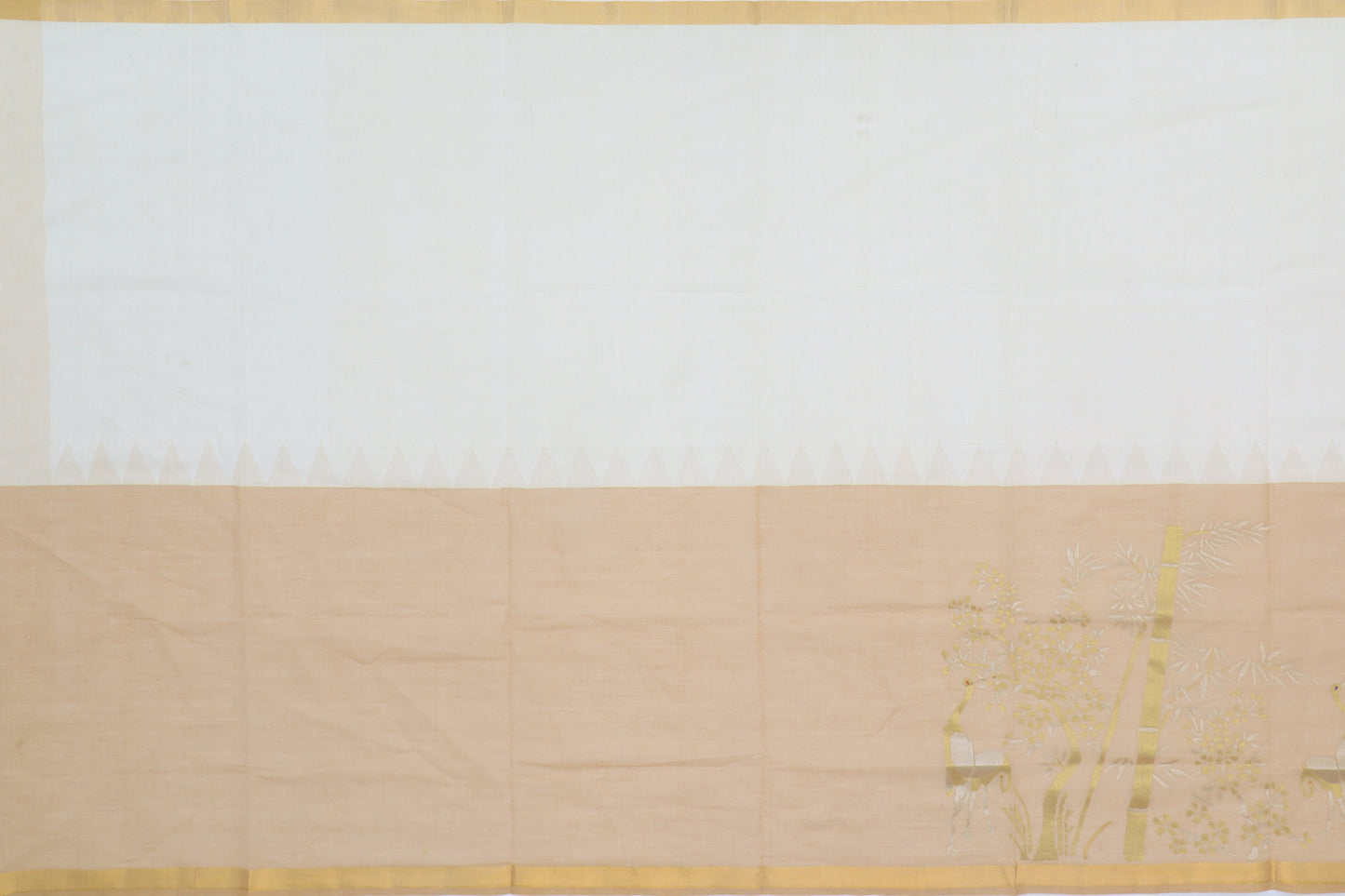 Ponduru Handspun Cotton Plain Cream Saree