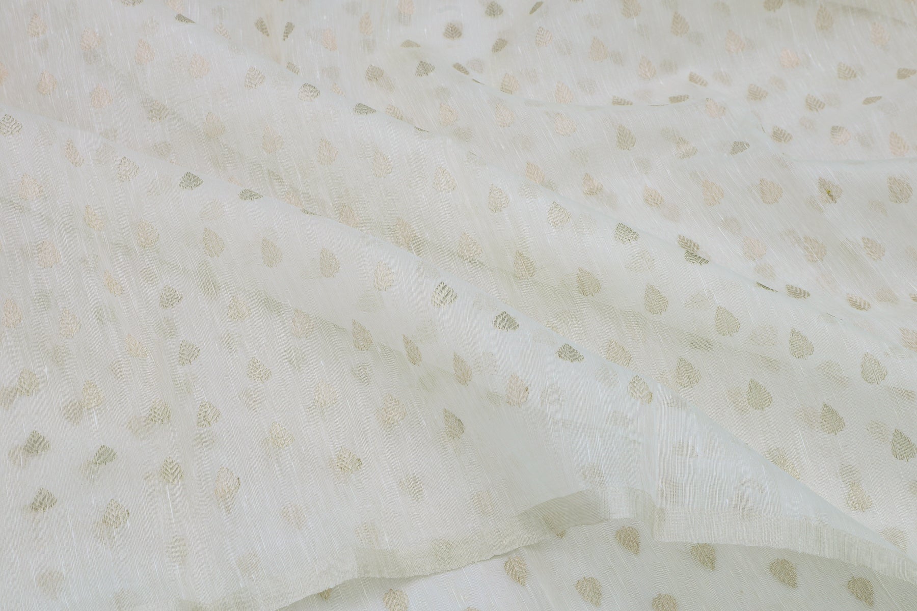 Linen Butta White Saree