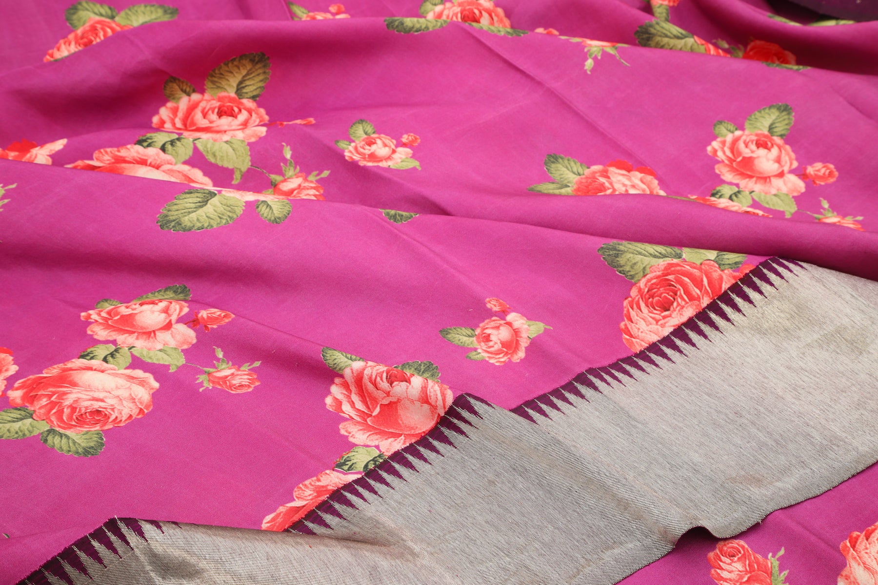 Kanchipuram Silk Printed Pink Saree